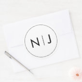 Classy Zwart Initialen Monogram Bruiloft Ronde Sticker (Envelop)