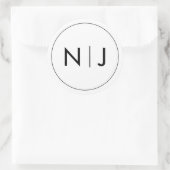 Classy Zwart Initialen Monogram Bruiloft Ronde Sticker (Tas)