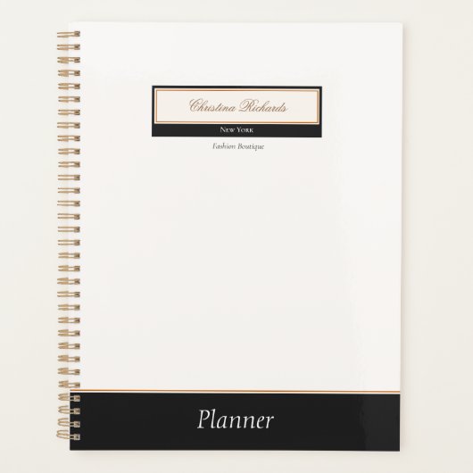 Classy zwart ivoor bedrijf planner (Voorkant)