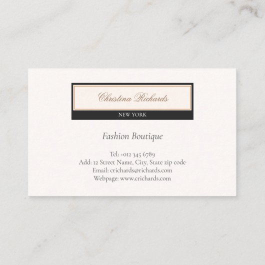 Classy zwart ivoor dank u visitekaartje (Achterkant)