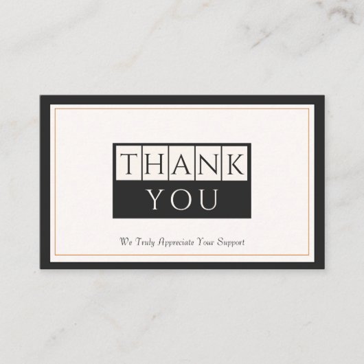 Classy zwart ivoor dank u visitekaartje (Voorkant)