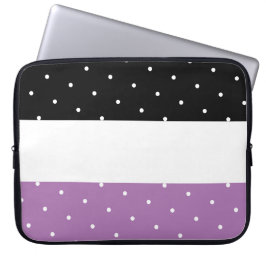 Classy zwart lavendel witte strepen polka stippen laptop sleeve