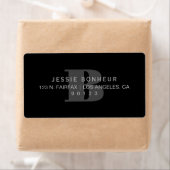 Classy zwart & licht donkergrijs retouradres etiket (Insitu)