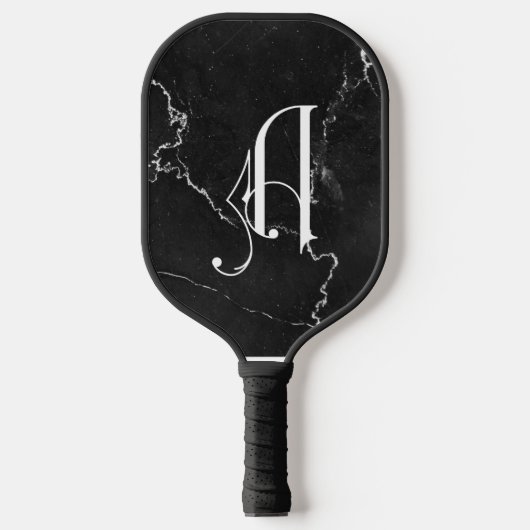 Classy zwart marmer decoratief A gepersonaliseerd Pickleball Paddle (Voorkant)