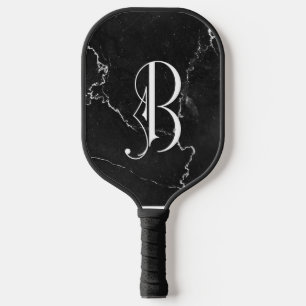 Classy zwart marmer decoratief B gepersonaliseerd Pickleball Paddle