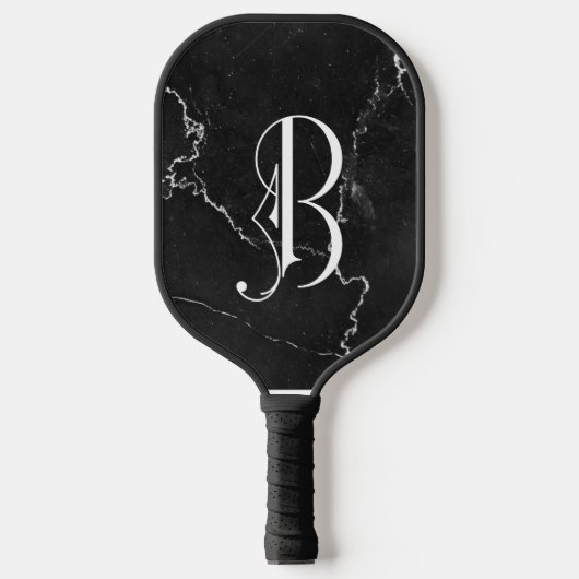 Classy zwart marmer decoratief B gepersonaliseerd Pickleball Paddle (Voorkant)