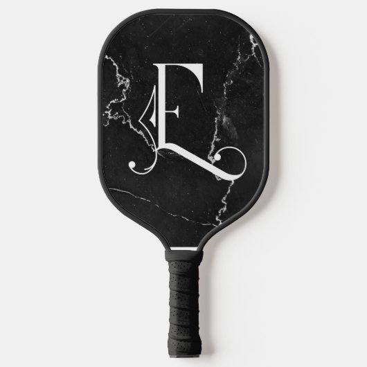 Classy zwart marmer decoratief E gepersonaliseerd Pickleball Paddle (Voorkant)