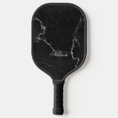 Classy Zwart Marmer Decoratief N Gepersonaliseerd Pickleball Paddle (Achterkant)