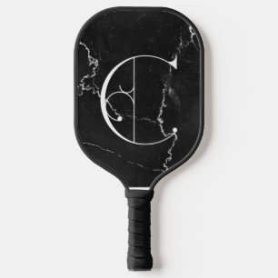 Classy zwart marmer decoratieve C gepersonaliseerd Pickleball Paddle