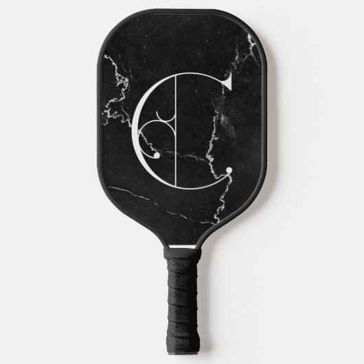 Classy zwart marmer decoratieve C gepersonaliseerd Pickleball Paddle (Voorkant)