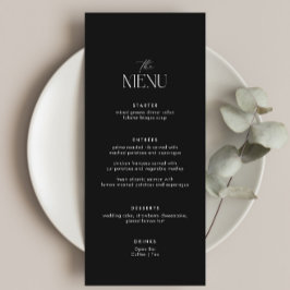 Classy zwart oud geld bruiloft menu