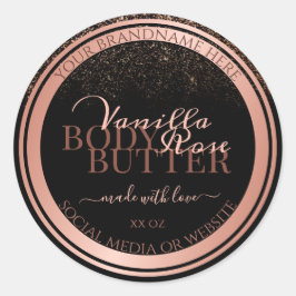 Classy Zwart Product Verpakkingslabels Roos Gold Ronde Sticker