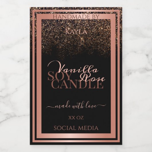 Classy Zwart Product Verpakkingslabels Roos Gold Voedselcontainer Etiket (Enkel label)