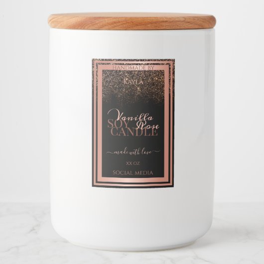 Classy Zwart Product Verpakkingslabels Roos Gold Voedselcontainer Etiket (Voorkant)