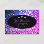 Classy Zwart Roze Paarse Sparkle Glitter Diamonds Visitekaartje (Voorkant)