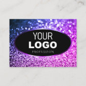 Classy Zwart Roze Paarse Sparkle Glitter met Logo Visitekaartje (Voorkant)
