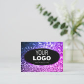 Classy Zwart Roze Paarse Sparkle Glitter met Logo Visitekaartje (Staand voorkant)