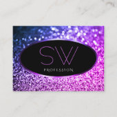 Classy Zwart Roze Paarse Sparkle Glitter Monogram Visitekaartje (Voorkant)