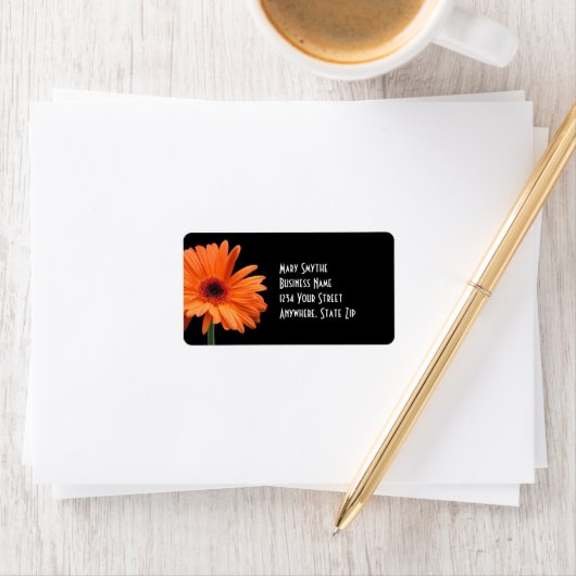Classy Zwart & Sinaasappel Gerbera Daisy Etiket (Insitu)