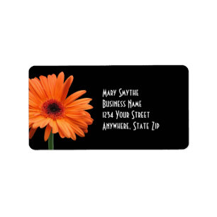 Classy Zwart & Sinaasappel Gerbera Daisy Etiket