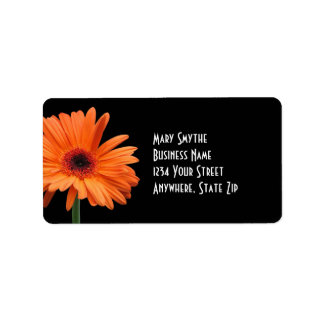 Classy Zwart & Sinaasappel Gerbera Daisy Etiket