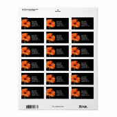Classy Zwart & Sinaasappel Gerbera Daisy Etiket (Full Sheet)