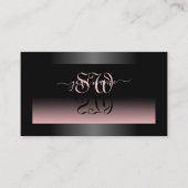 Classy Zwart Stoffig Roze Gradient en Initialen Ch Visitekaartje (Voorkant)