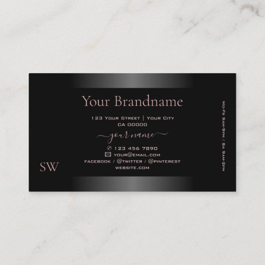 Classy Zwart Stoffig Roze Gradiënt en Monogram Chi Visitekaartje (Achterkant)