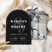 Classy zwart-wit Ampersand Photo Arch Wedding Kaart