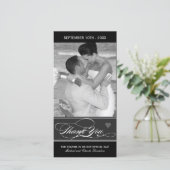 Classy zwart-wit bedankfotokaart (4x8) bedankkaart (Staand voorkant)