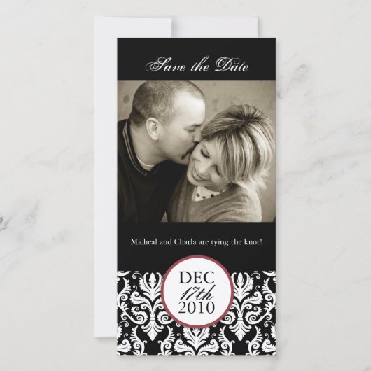 Classy zwart-wit Bewaar de datum fotokaart Save The Date (Voorkant)