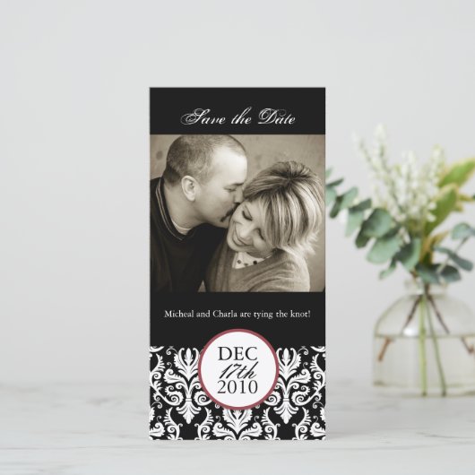 Classy zwart-wit Bewaar de datum fotokaart Save The Date (Staand voorkant)
