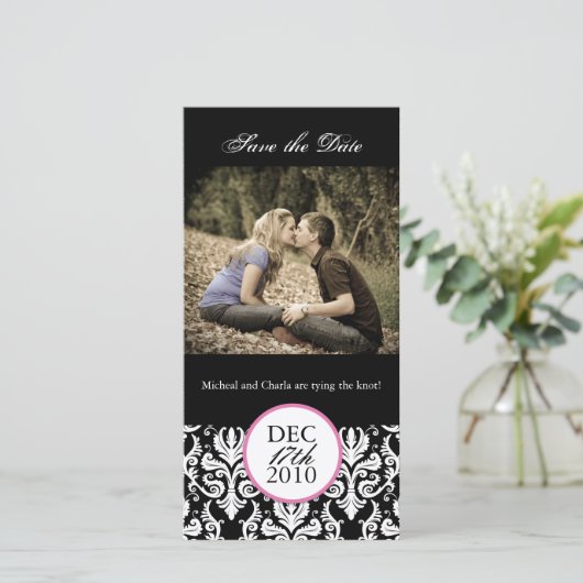 Classy zwart-wit Bewaar de datum fotokaart Save The Date (Staand voorkant)