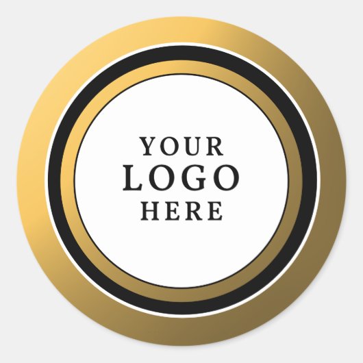 Classy zwart wit en goud uw Logo branded Ronde Sticker (Voorkant)