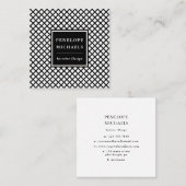 Classy zwart-wit geometrisch vierkante visitekaartje (Voorkant / Achterkant)