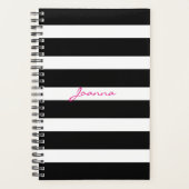 Classy zwart-wit geometrische strepen planner (Voorkant)