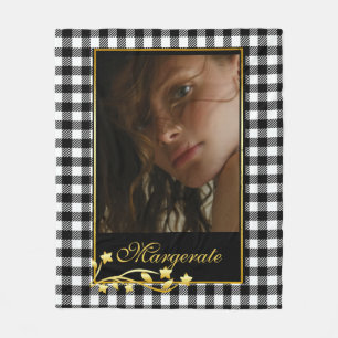 Classy zwart-wit gepersonaliseerde foto gouden Lij Fleece Deken