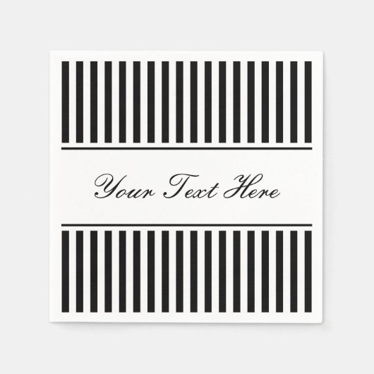 Classy zwart-wit gestreepte servetten voor bruilof (Voorkant)