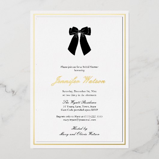 Classy Zwart Wit Goud Oud Geld Vrijgezellenfeest Folie Uitnodiging (Voorkant)