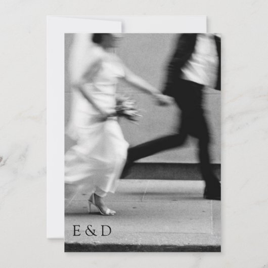 Classy zwart-wit huwelijksuitnodiging kaart (Achterkant)