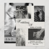 Classy zwart-wit huwelijksuitnodiging kaart (Voorkant / Achterkant)