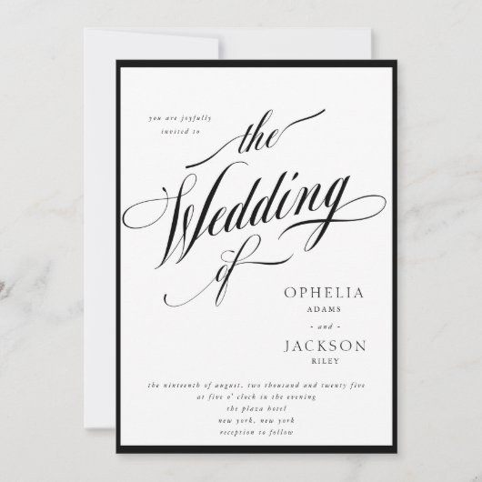 Classy zwart-wit huwelijksuitnodiging kaart (Voorkant)