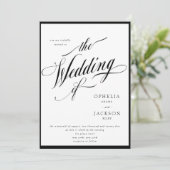 Classy zwart-wit huwelijksuitnodiging kaart (Staand voorkant)