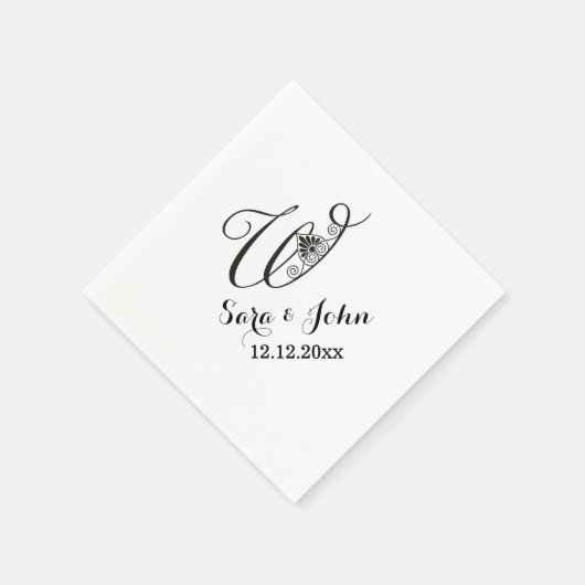 Classy zwart wit initiaal W bruiloft monogram Servetten (Hoek)