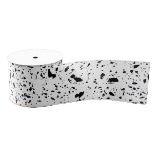 Classy Zwart Wit Marmer Terrazzo Grosgrain Lint