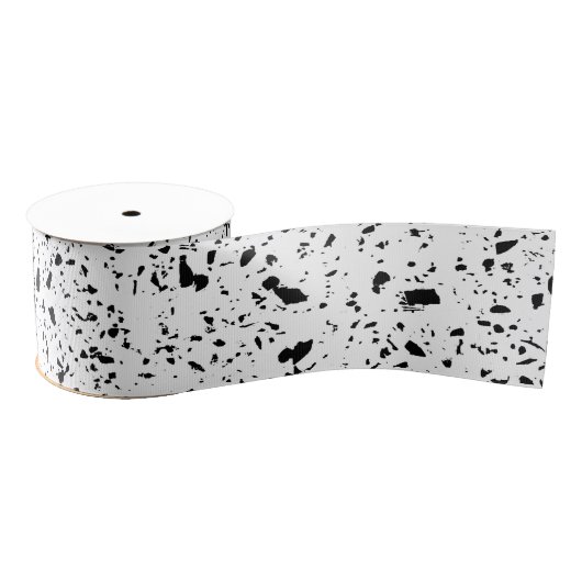 Classy Zwart Wit Marmer Terrazzo Grosgrain Lint (Spoel)