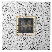 Classy Zwart Wit Marmer Terrazzo Tegeltje (Voorkant)