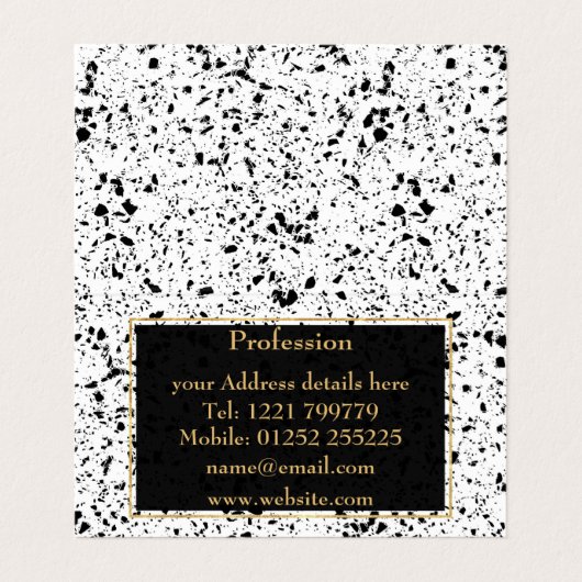 Classy Zwart Wit Marmer Terrazzo Visitekaartje (Binnenkant ongevouwen)
