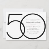 Classy Zwart Wit Modern Minimalist 50ste verjaarda Kaart (Voorkant)