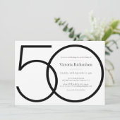 Classy Zwart Wit Modern Minimalist 50ste verjaarda Kaart (Staand voorkant)